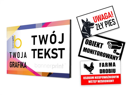 Tabliczka szyld reklamowy dowolny napis nadruk projekt